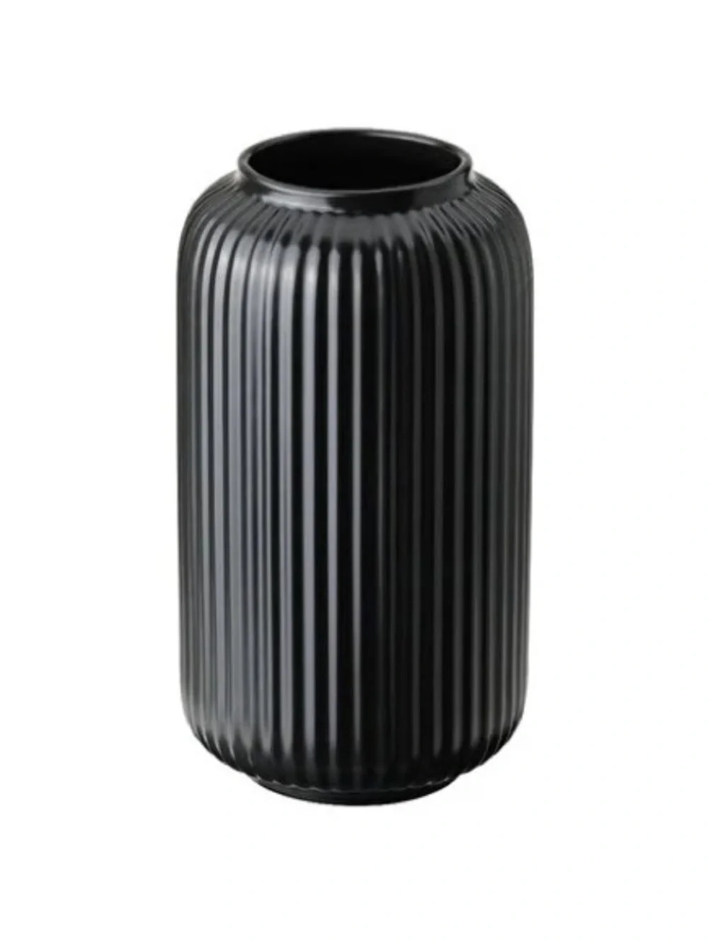 IKEA Black Ribbed Ceramic Vase